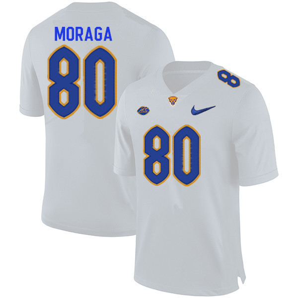 Men #80 Daniel Moraga Pitt Panthers College Football Jerseys Sale-White